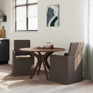 Jídelní židle s koly 2 pcs Tmavě šedá 57 x 67 x 95 cm Tkanina - obrázek 3