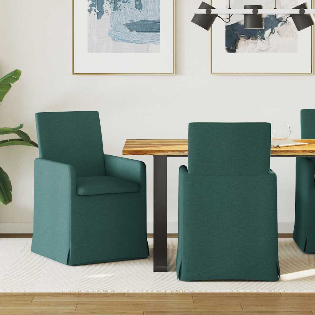 Scaune bucătărie și dining - Scaune de dining 2 pcs Verde închis 57 x 67 x 95 cm țesătură