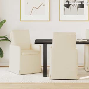 Jedilni stoli 2 pcs Bež 57 x 67 x 98 cm Laneno platno