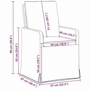 Jídelní židle 2 pcs Tmavě šedá 57 x 67 x 98 cm Tkanina - obrázek 11