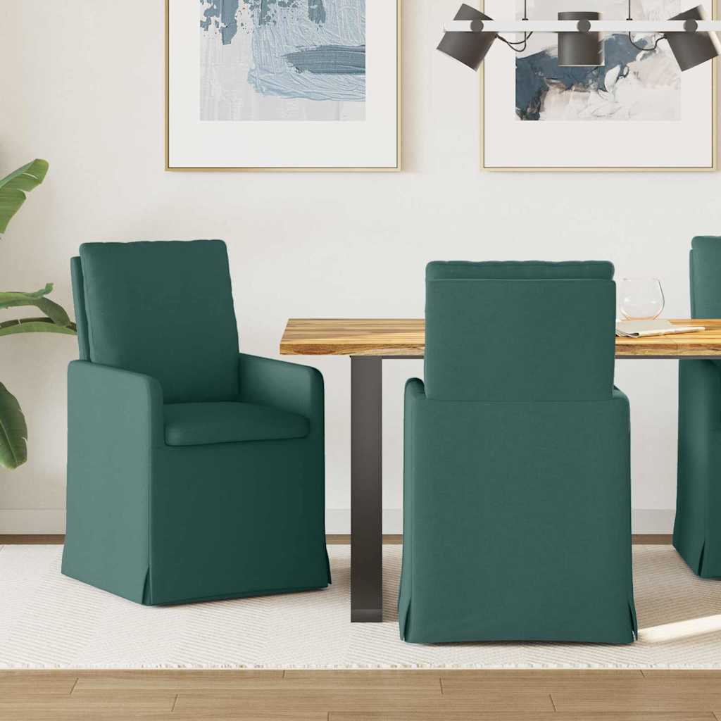 Scaune bucătărie și dining - Scaune de dining 2 pcs Verde închis 57 x 67 x 98 cm țesătură
