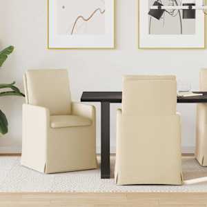 Jedilni stoli 2 pcs krema 57 x 67 x 98 cm blago