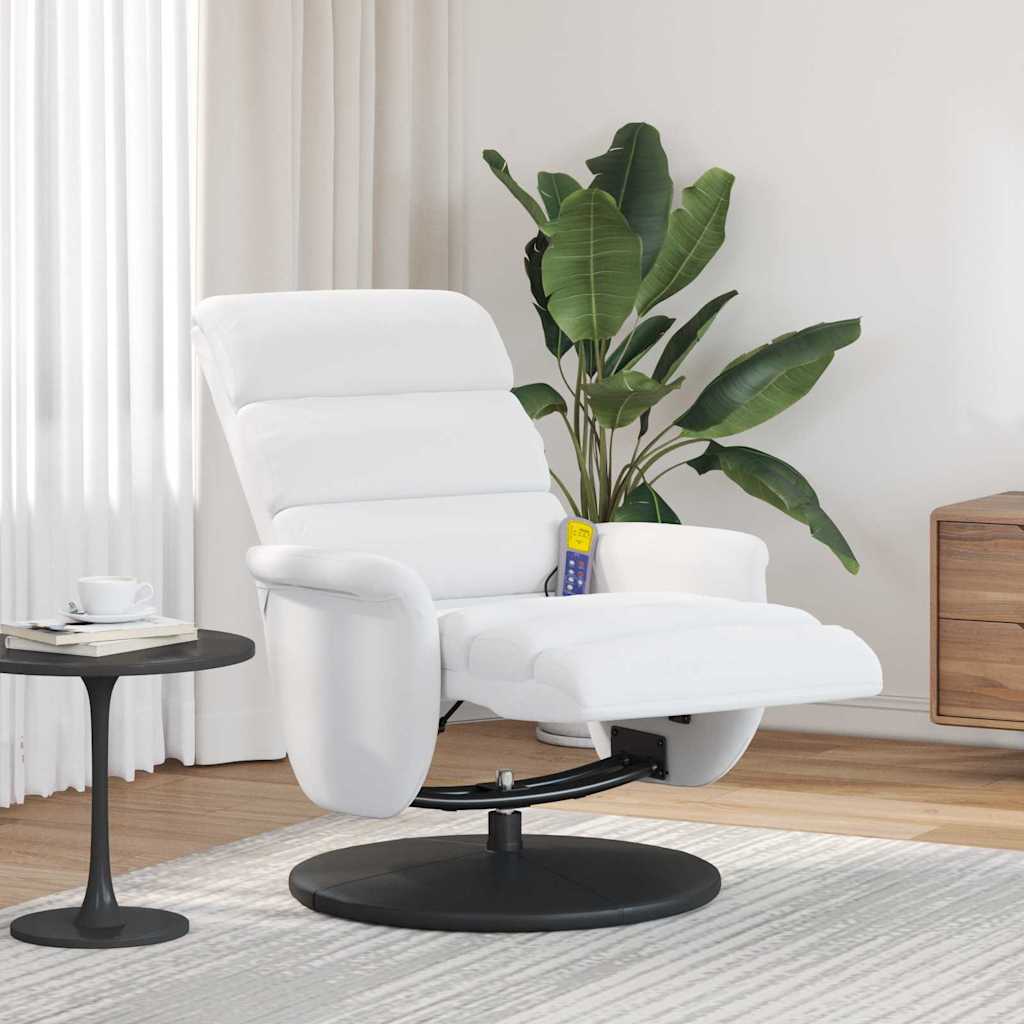 vidaXL Scaun reclinabil cu masaj Alb 71 x 98 x 106 cm