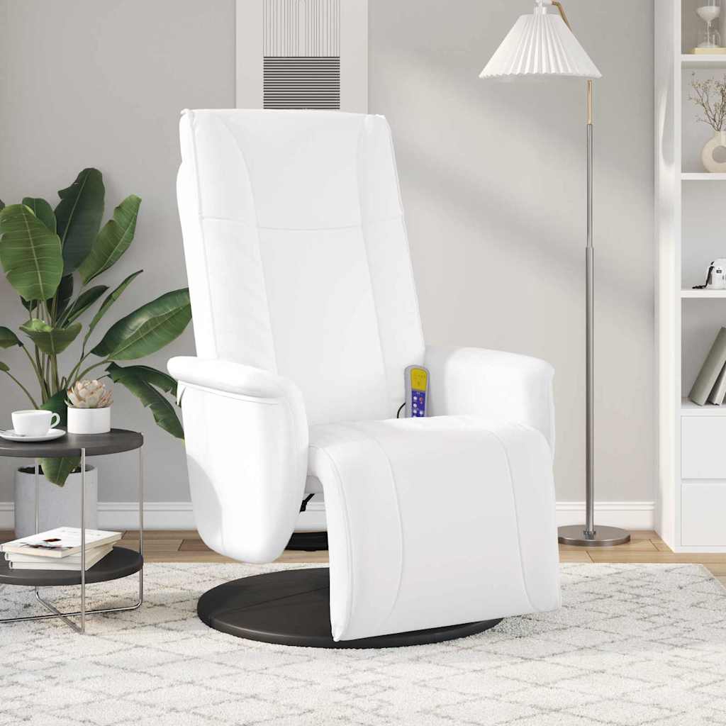 vidaXL Massage Recliner Stoel Wit 71 x 90 x 105 cm Nep Leer