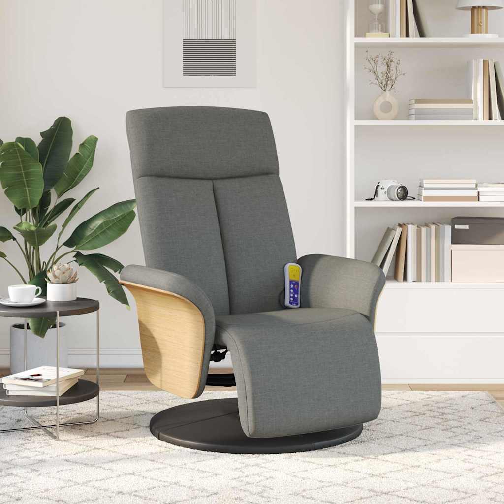 vidaXL Massage Recliner Stoel Donkergrijs 79 x 87 x 104.5 cm Stof