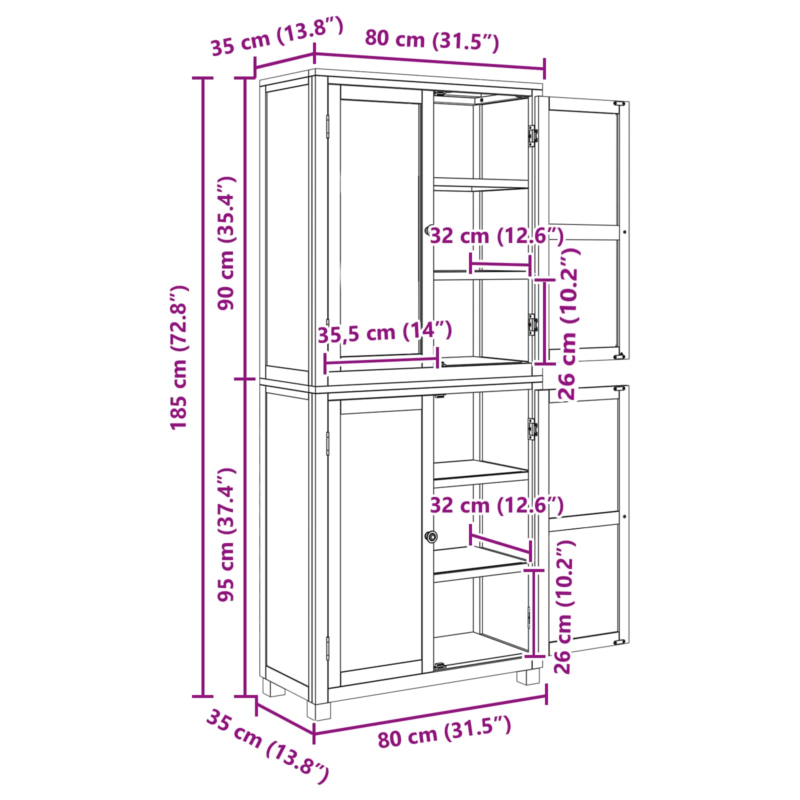 Varastokalustesarja säilytystilassa ovella Ruskea Tekninen puu - Image 11
