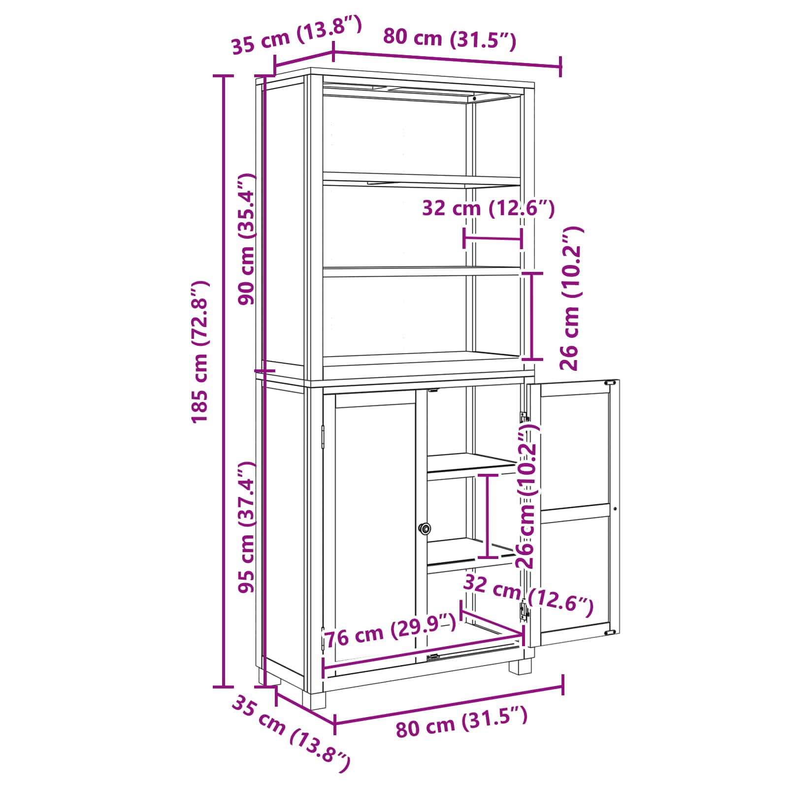 Varastokalustesarja säilytystilassa ovella Ruskea Tekninen puu - Image 11