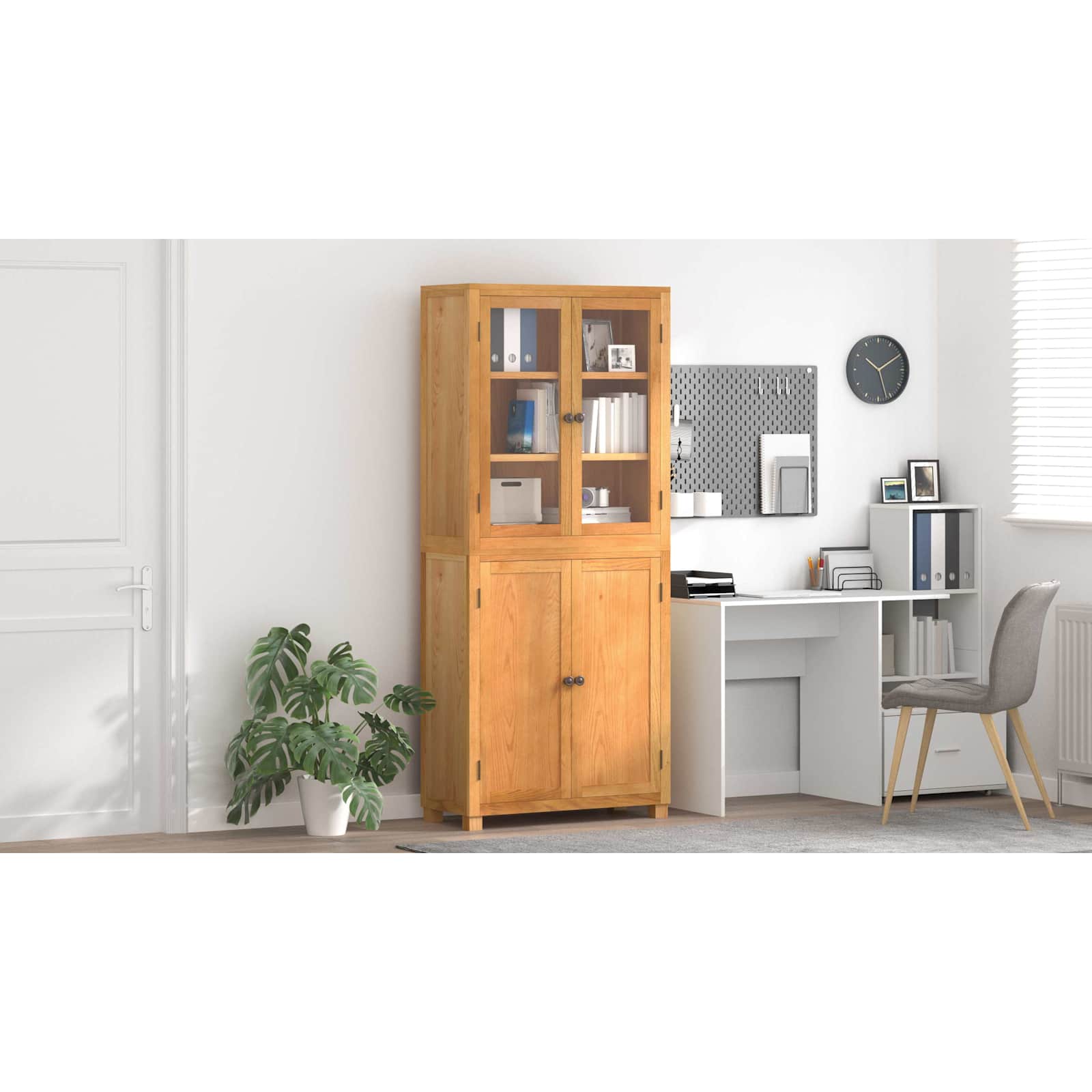 Opslagmeubel Set met plank 2 st Naturel Massief Eikenhout image 12