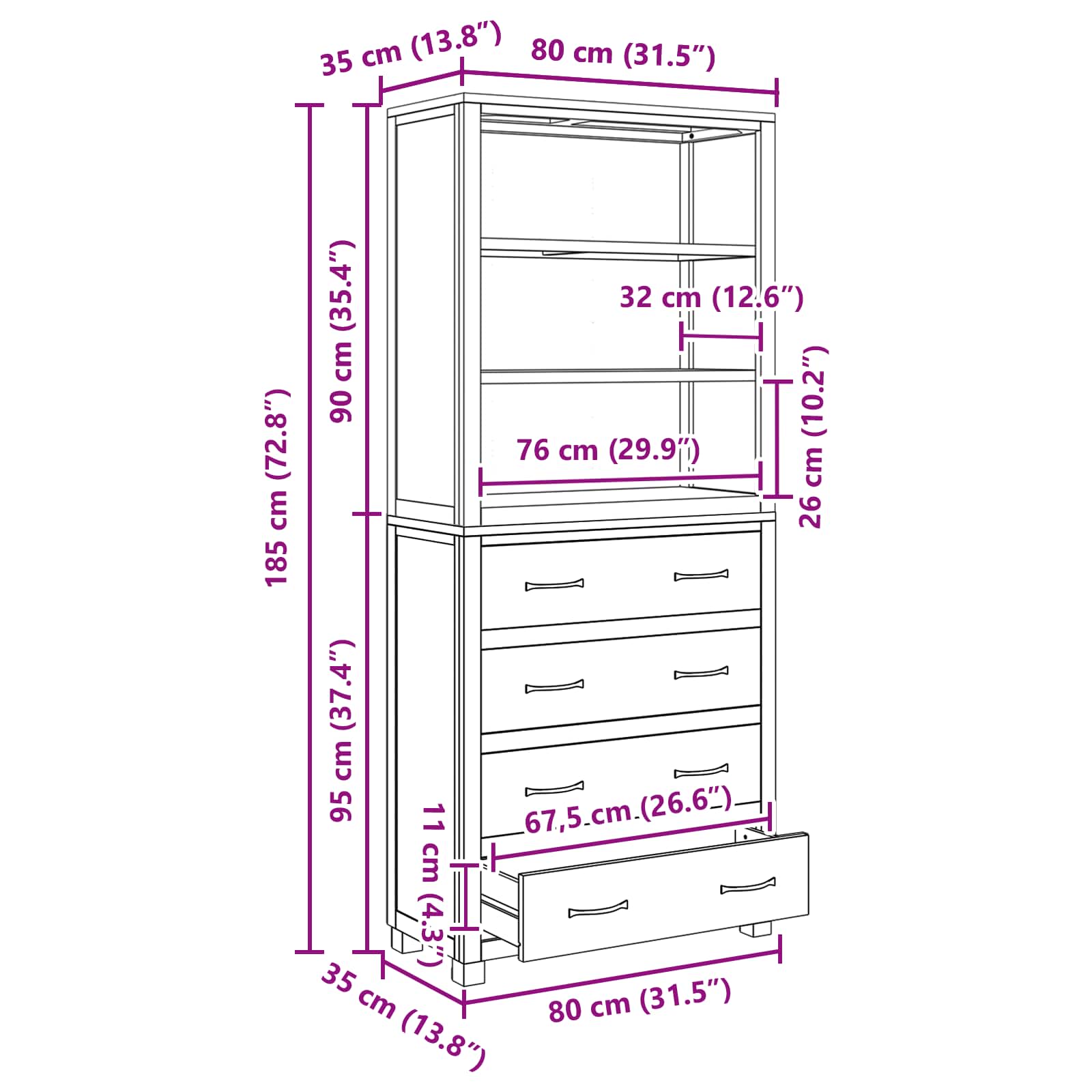 Varastokalustesarja laatikon kanssa Ruskea Tekninen puu - Image 11