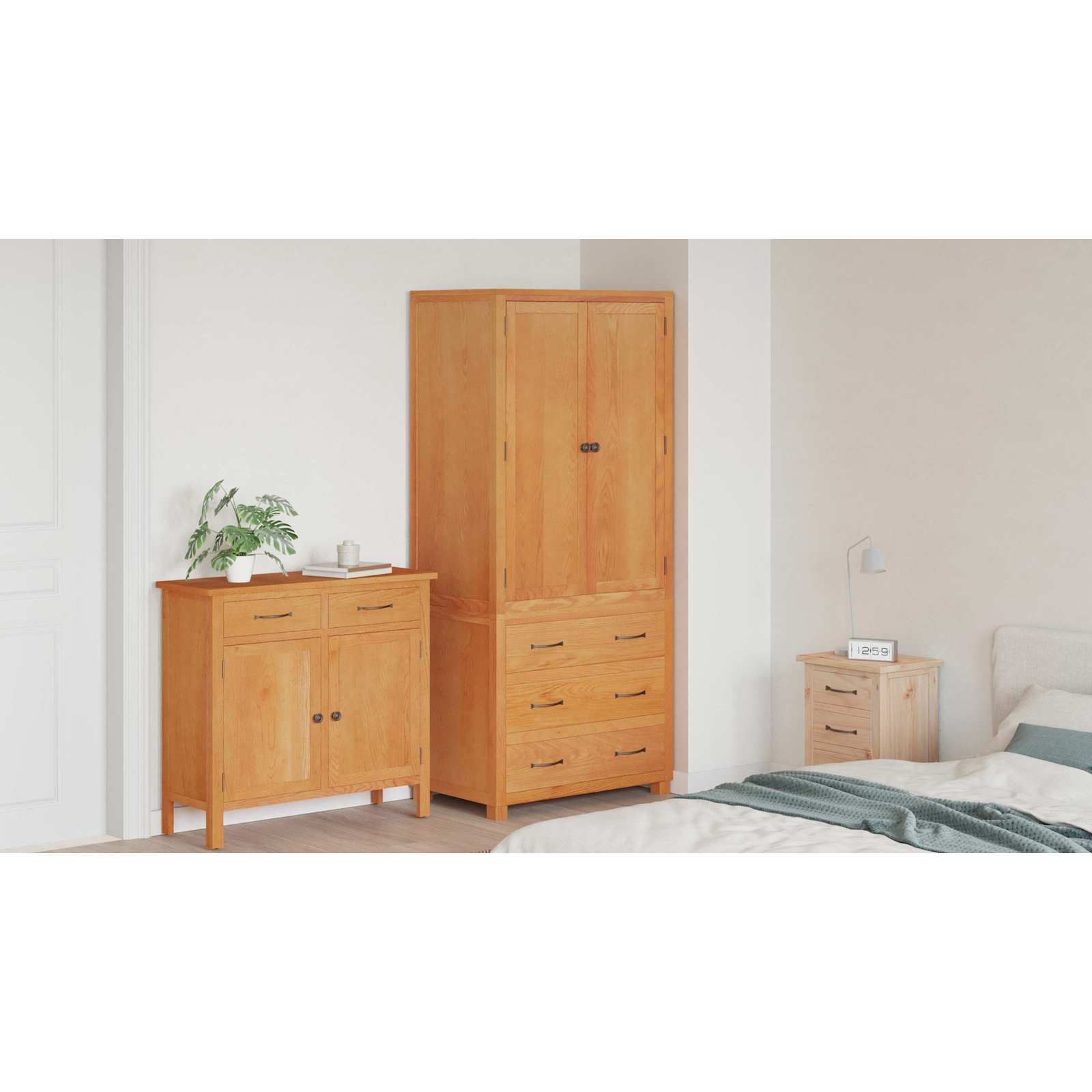 Opslagmeubel Set met lade 2 st Bruin Massief Eikenhout image 12
