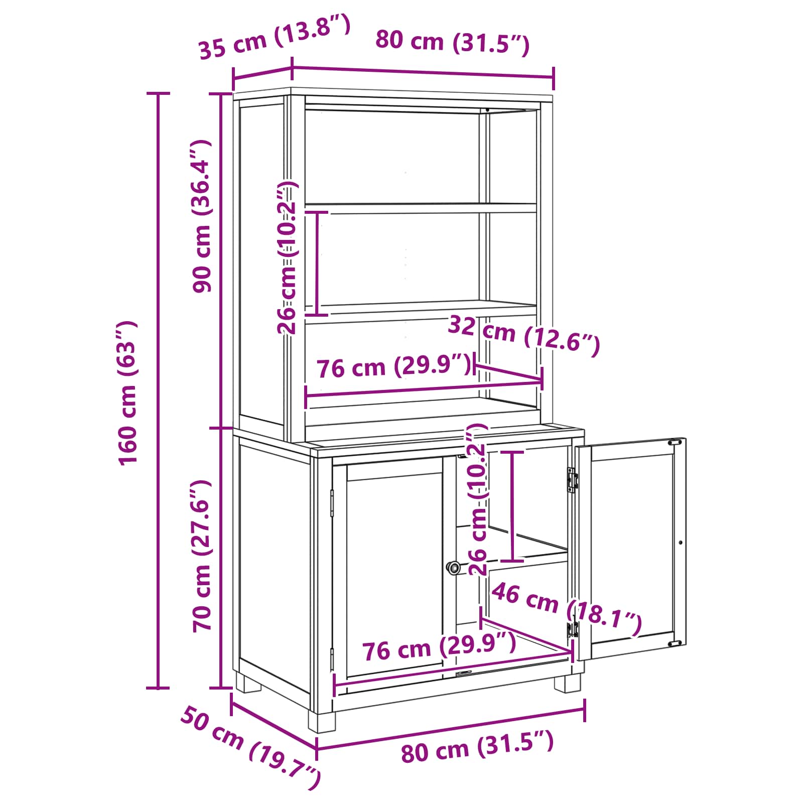 Varastokalustesarja säilytystilassa ovella Ruskea Tekninen puu - Image 11