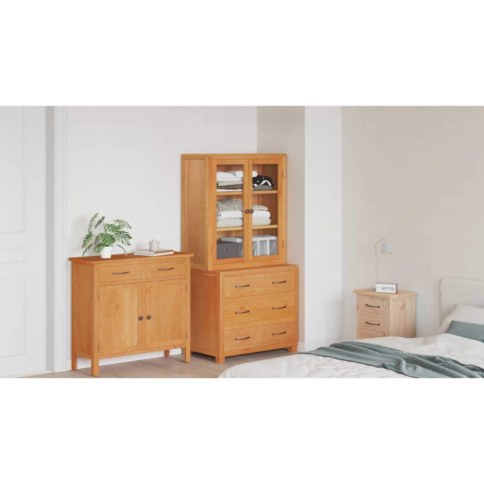 Opslagmeubel Set met lade 2 st Bruin Massief Eikenhout image 12