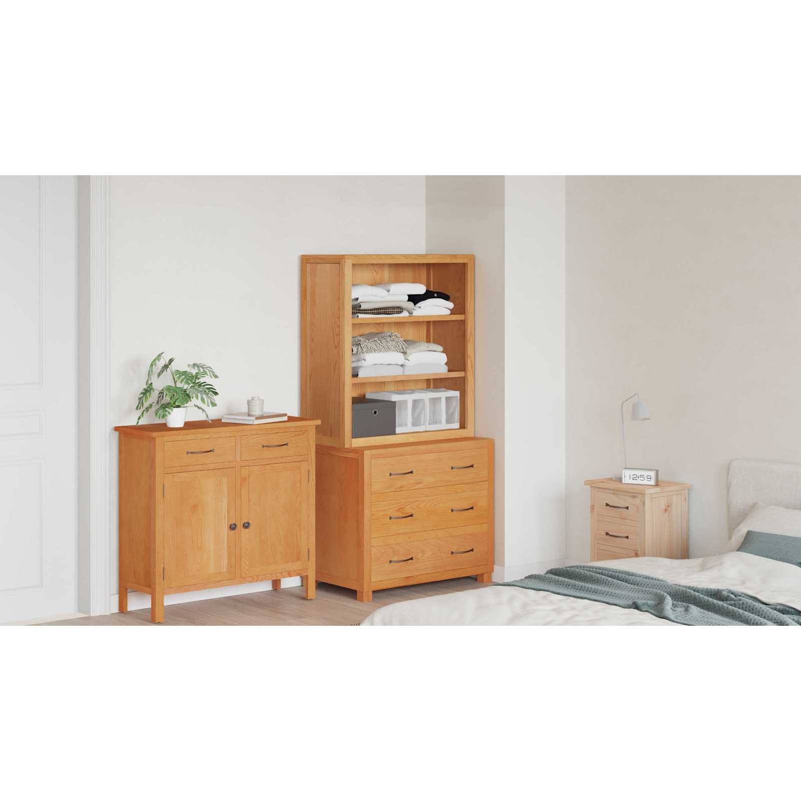 Opslagmeubel Set met lade 2 st Bruin Massief Eikenhout image 12