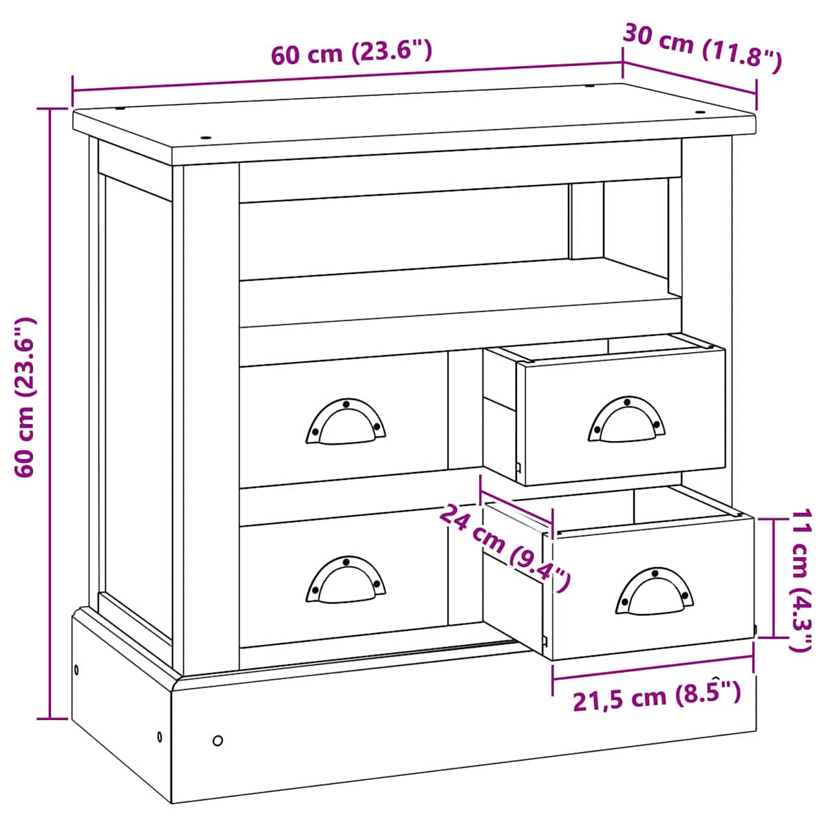 Opbevaringsskab Naturfarvet 60 x 30 x 60 cm Massiv Teaktræ - Billede 10