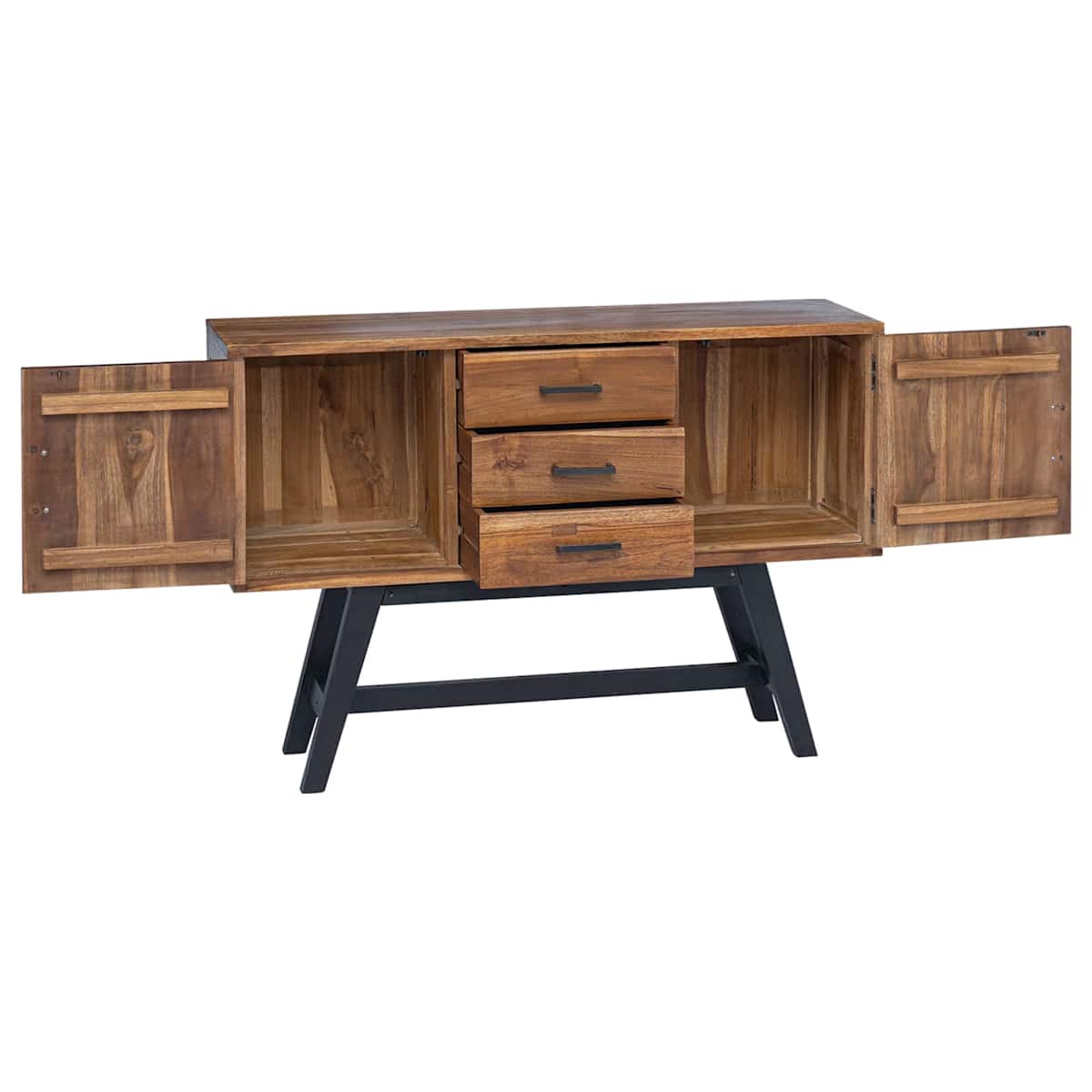 TV-bord 110 x 30 x 75 cm Naturfarvet Massiv Teaktræ - Billede 5