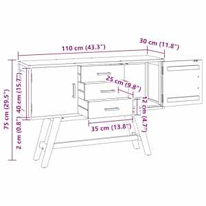Televizní stojan Přírodní 110 x 30 x 75 cm Pevné teakové dřevo - obrázek 10