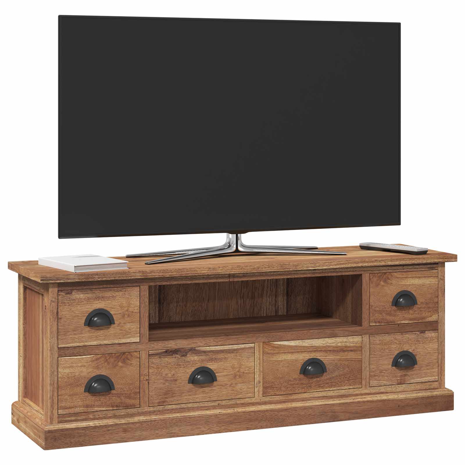vidaXL TV-standaard met lade Bruin 110 x 30 x 40 cm Massief Teakhout
