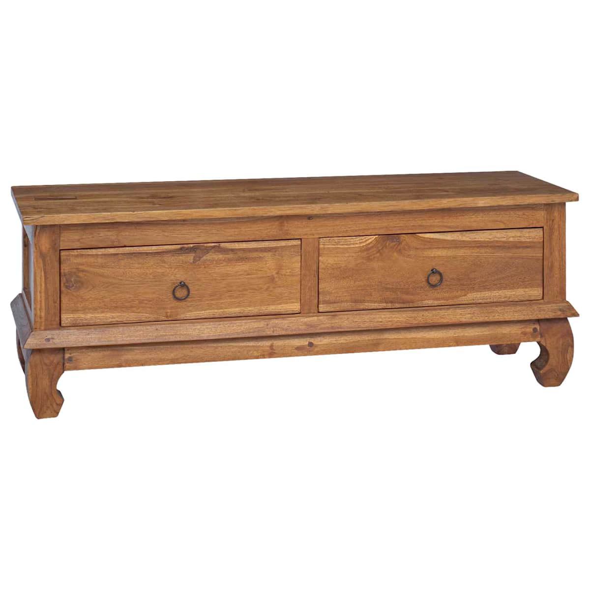 TV-bord med skuffe Naturfarvet 110 x 35 x 40 cm Massiv Teaktræ - Billede 2