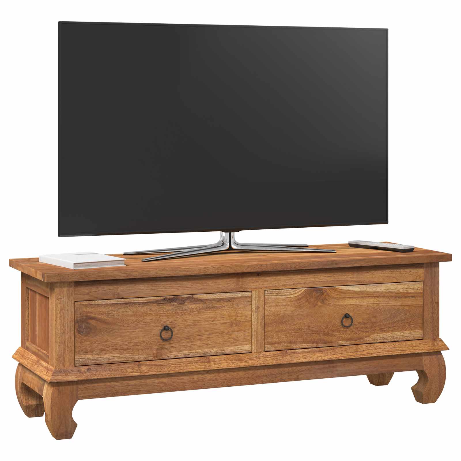 vidaXL TV-standaard met lade Bruin 110 x 35 x 40 cm Massief Teakhout