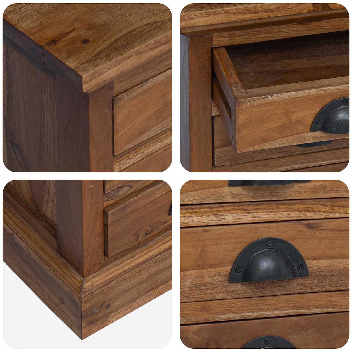 Skuffeskab Naturfarvet 35 x 30 x 60 cm Massiv Teaktræ - Billede 9