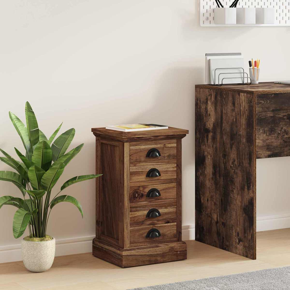 Skuffeskab Naturfarvet 35 x 30 x 60 cm Massiv Teaktræ - Billede 4