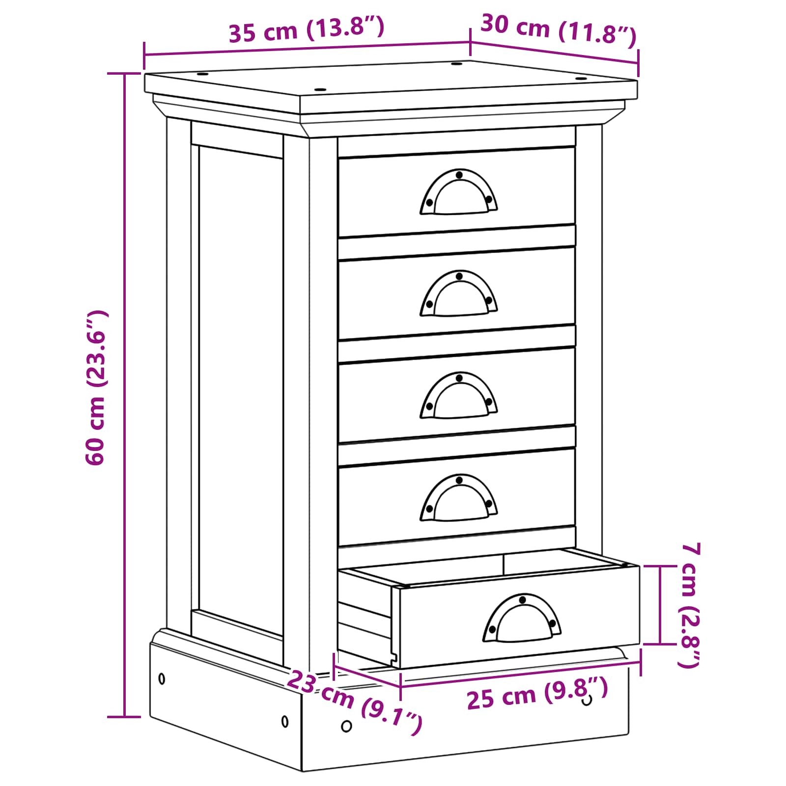 Ladekast met lade Bruin 35,5 x 29,5 x 60 cm Massief Teakhout image 10