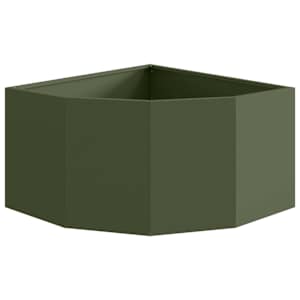 Rohový květináč Olivově zelená 60 x 60 x 35 cm Ocel - obrázek 5