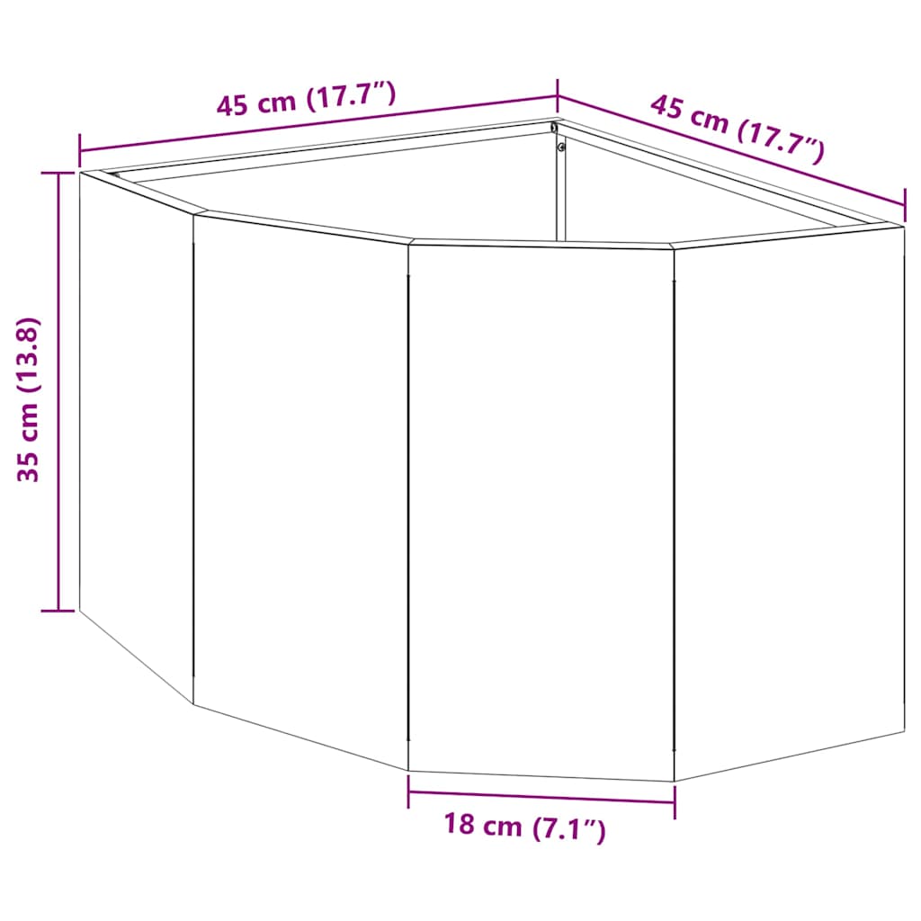 Hoek Plantbak Roestig 45 x 45 x 35 cm Cortenstaal image 13