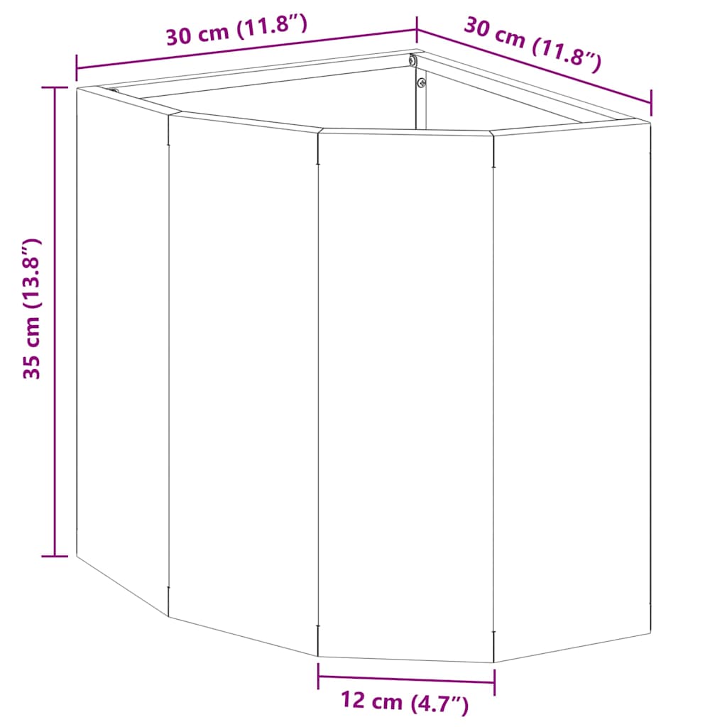 Hoek Plantbak Roestig 30 x 30 x 35 cm Cortenstaal image 13