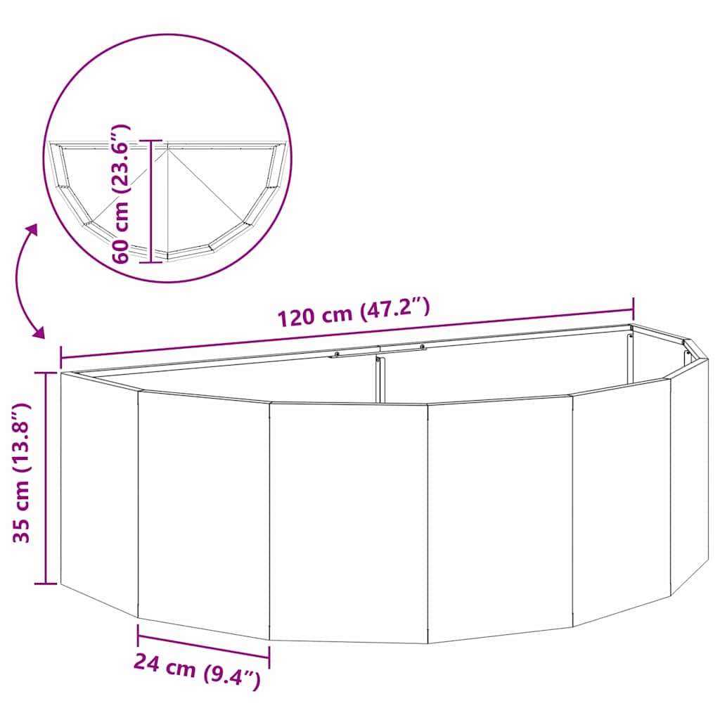 Plantenbak Roestig 120 x 60 x 35 cm Cortenstaal image 13