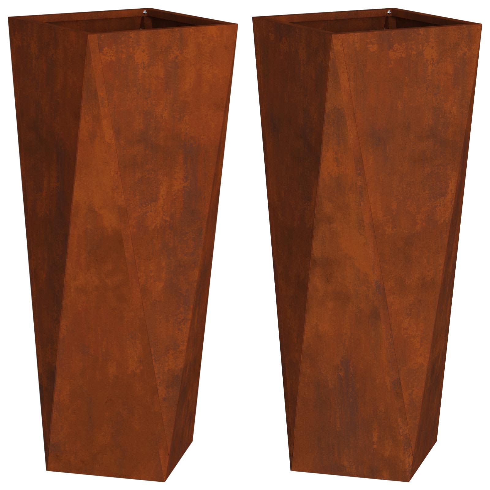 Puķu kaste 2 pcs Rūsa 30 x 30 x 75 cm Novecināts tērauds