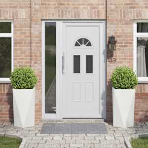 Cvetlično korito 2 pcs Bela 40 x 40 x 75 cm Jeklo