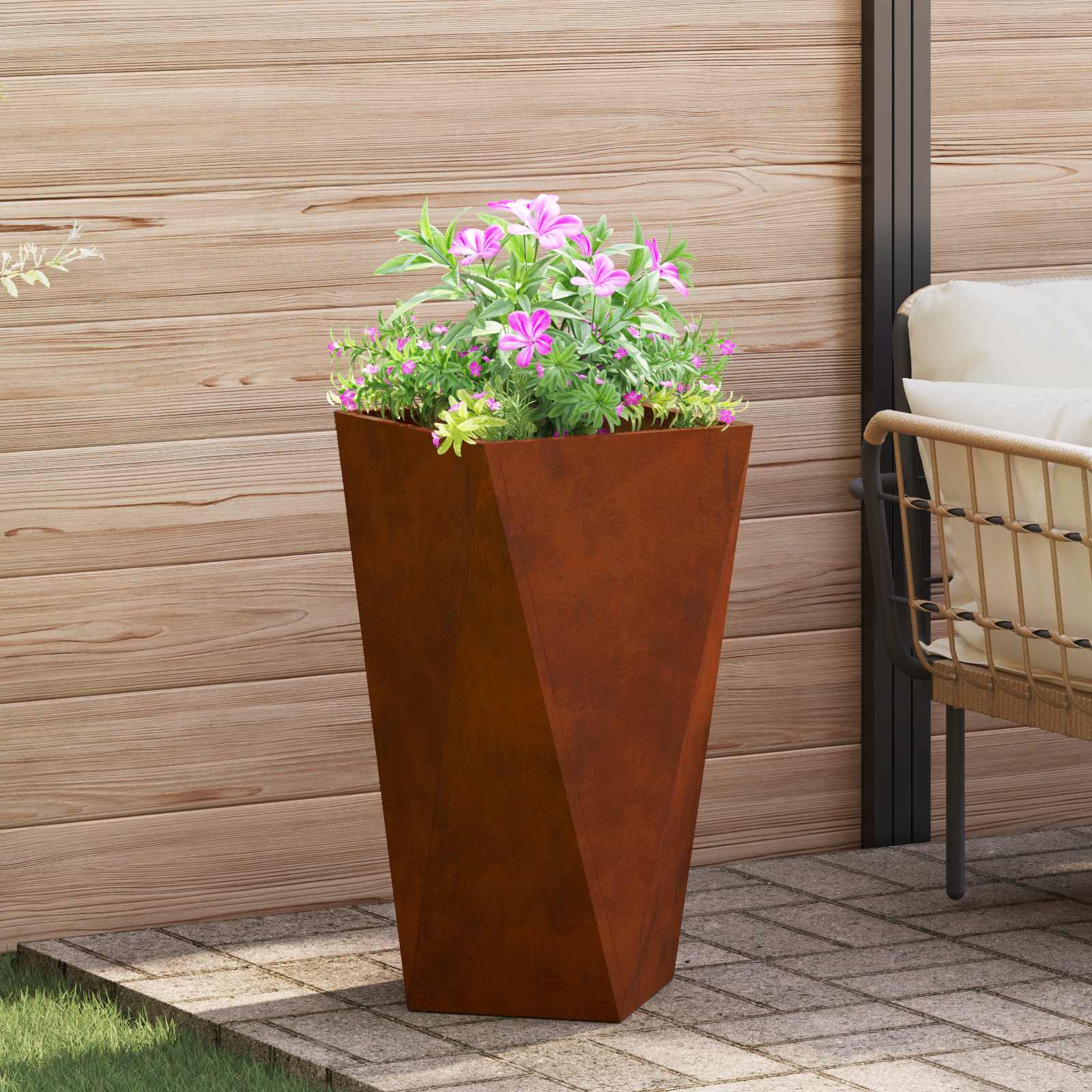 vidaXL Jardinieră Ruginit 40 x 40 x 75 cm Oțel rezistent de intemperii