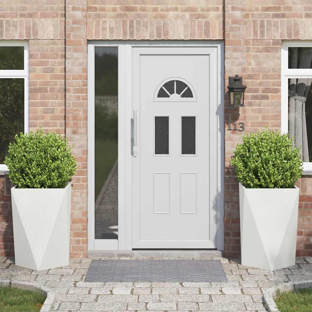 vidaXL Jardinieră 2 pcs Alb 50 x 50 x 75 cm Oțel