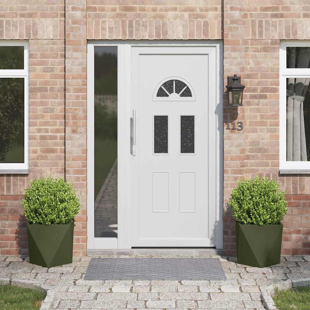 vidaXL Jardinieră 2 pcs Verde măsliniu 40 x 40 x 40 cm Oțel