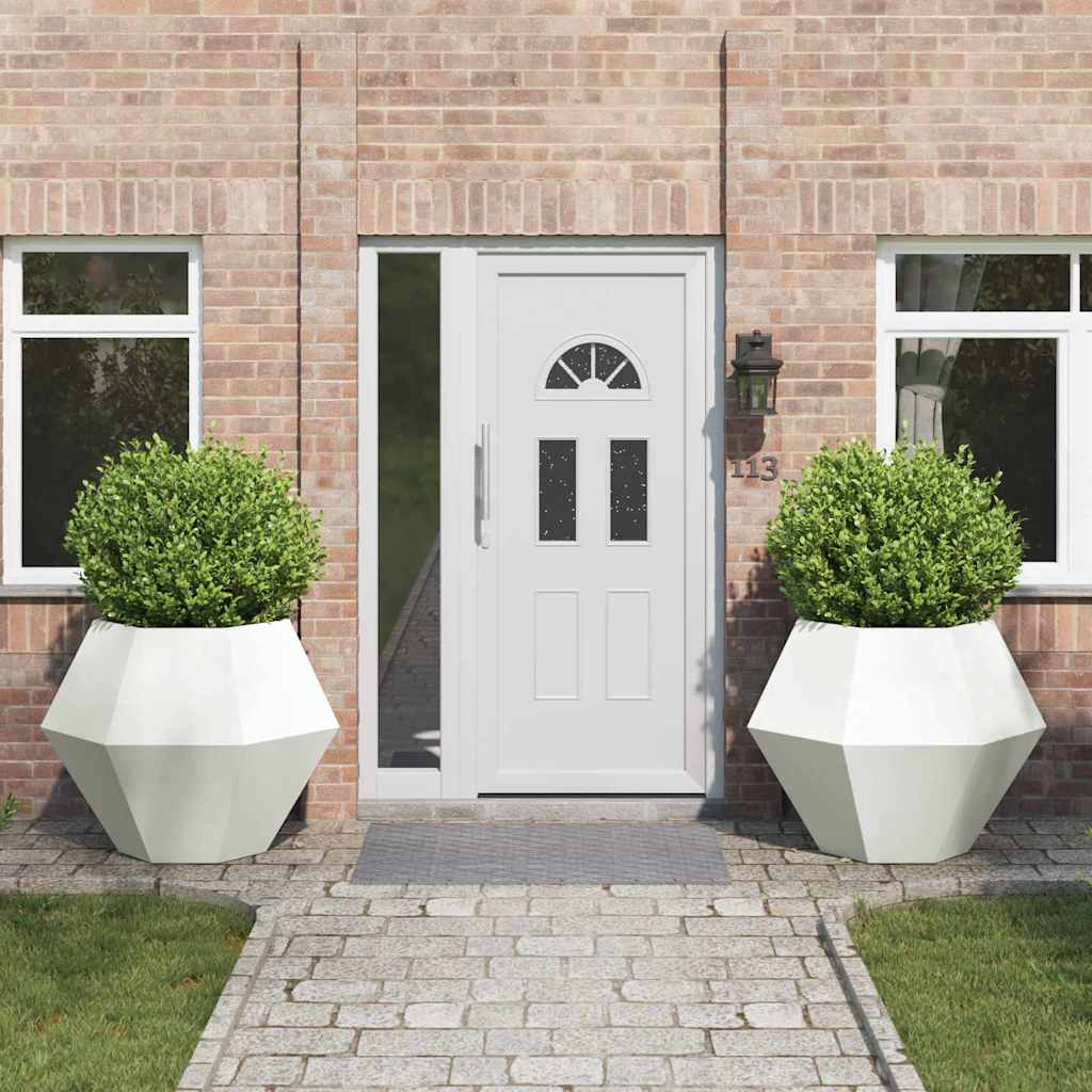 vidaXL Jardinieră 2 pcs Alb 100 x 100 x 80 cm Oțel