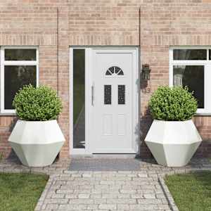 Cvetlično korito 2 pcs Bela 100 x 100 x 80 cm Jeklo