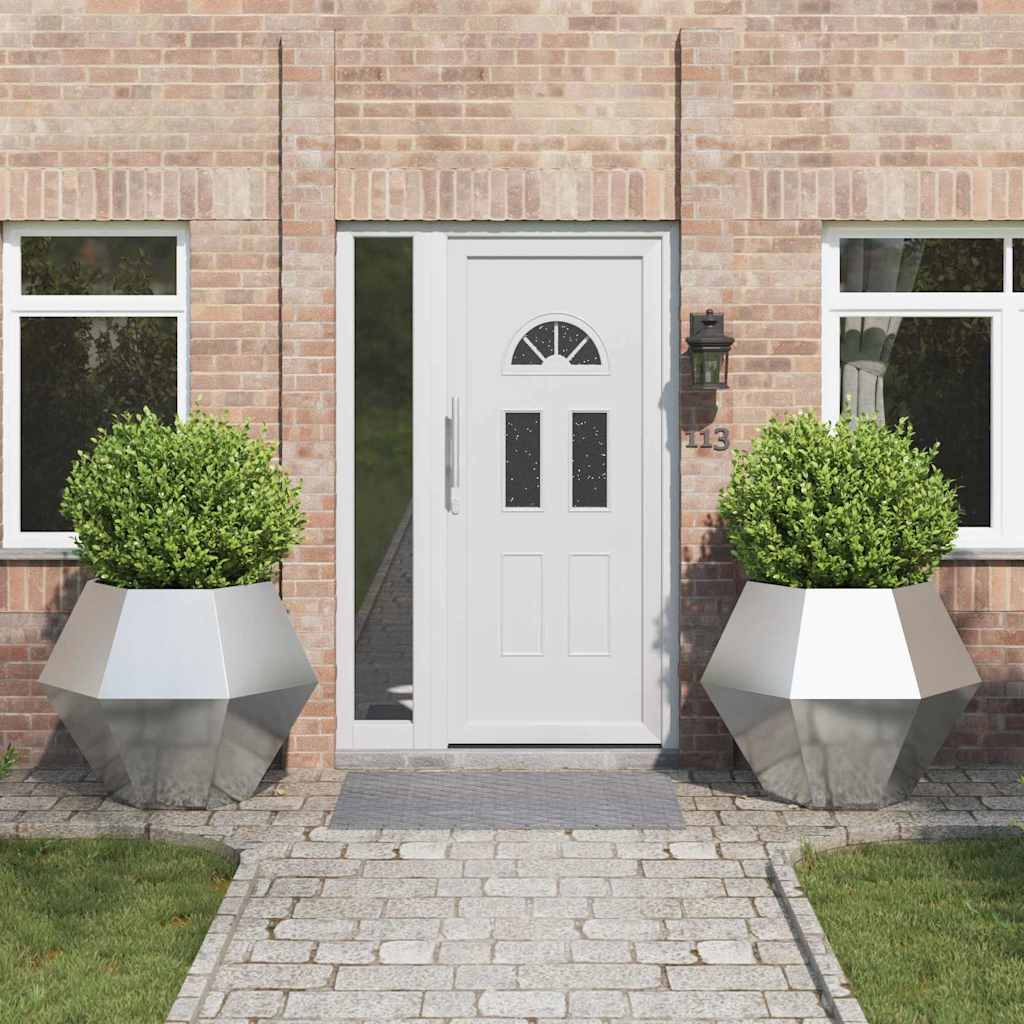 Accesorii gazon grădina - Jardinieră 2 pcs Argintiu 100 x 100 x 80 cm Oţel inoxidabil