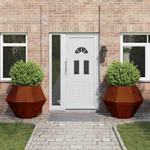 Cvetlično korito 2 pcs Rjav 100 x 100 x 80 cm