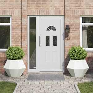 Cvetlično korito 2 pcs Bela 75 x 75 x 60 cm Jeklo