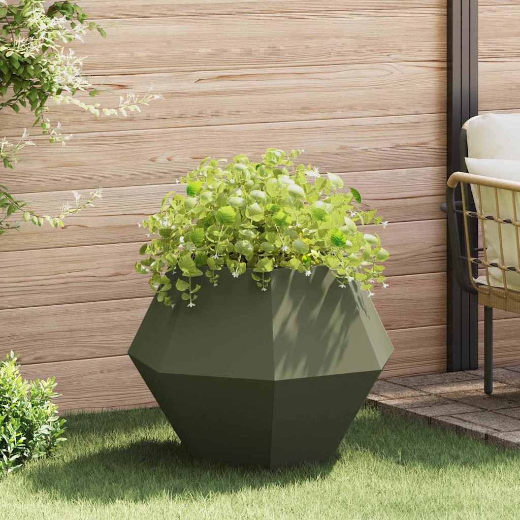 Accesorii gazon grădina - Jardinieră Verde măsliniu 75 x 75 x 60 cm Oțel