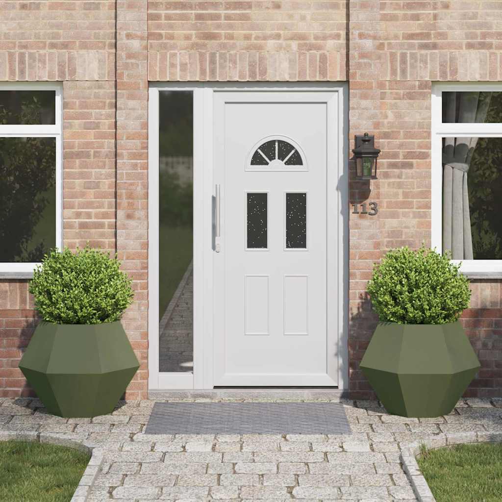 Grădinărit - Jardinieră 2 pcs Verde măsliniu 75 x 75 x 60 cm Oțel