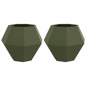 Truhlík 2 pcs Olivově zelená 75 x 75 x 60 cm Ocel - obrázek 2