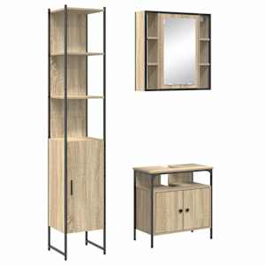 vidaXL Vannitoa m&ouml;&ouml;bleset 3 tk Sonoma tamm 33 x 33 x 185,5 cm
