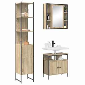 Sada koupelnového nábytku 3 pcs Sonoma dub kompozitní dřevo - obrázek 3