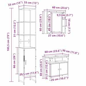 Sada koupelnového nábytku 3 pcs Sonoma dub kompozitní dřevo - obrázek 15