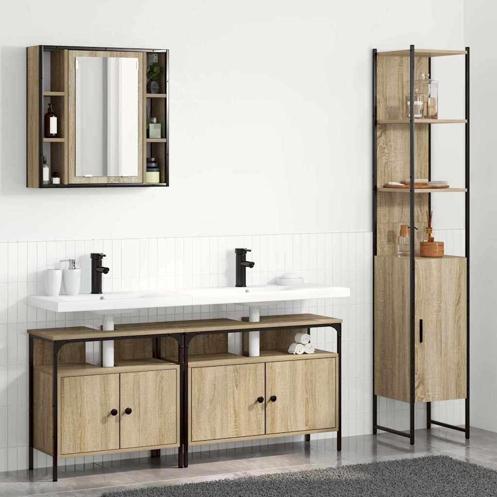 Kylpyhuonekalustesetti 4 pcs Sonoma tammi 33 x 33 x 185.5 cm