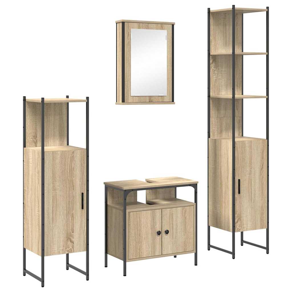 Kylpyhuonekalustesetti 4 pcs Sonoma tammi 33 x 33 x 185.5 cm