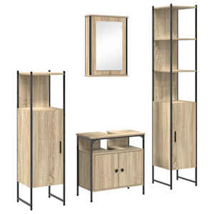 vidaXL Vannitoa m&ouml;&ouml;bleset 4 tk Sonoma tamm 33 x 33 x 185,5 cm