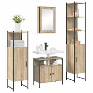 Sada koupelnového nábytku 4 pcs Sonoma dub kompozitní dřevo - obrázek 3
